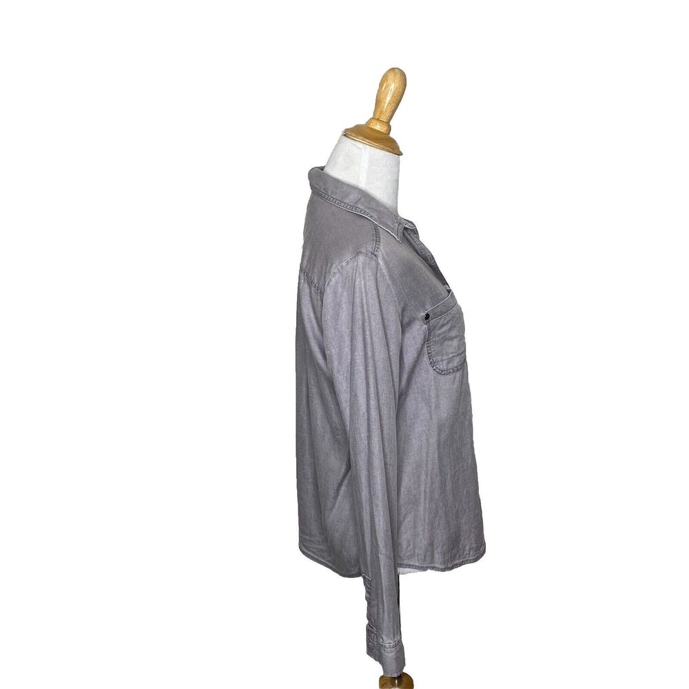 Rubbish Grey Gray Button Down Long Sleeve Shirt Size Small 100 % rayon - Picture 4 of 7